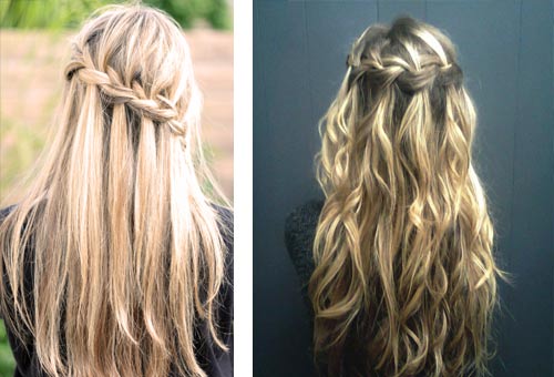 коса-водопад на светлый и волнистых волосах